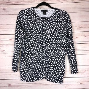 Willi Smith Blue White Polka Dot Cardigan Sz L